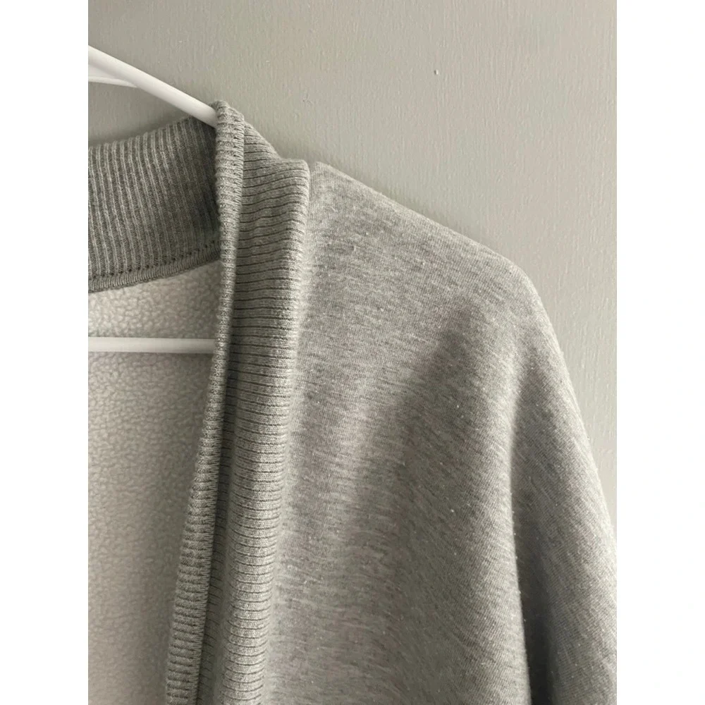 Fundamental Performance Womens XL Gray Fleece Open Front Ribbed Cardigan Wrap